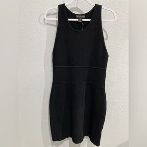 House Of Harlow Black Ribbed Feminine Mini Dress Neutral Contemporary Casual